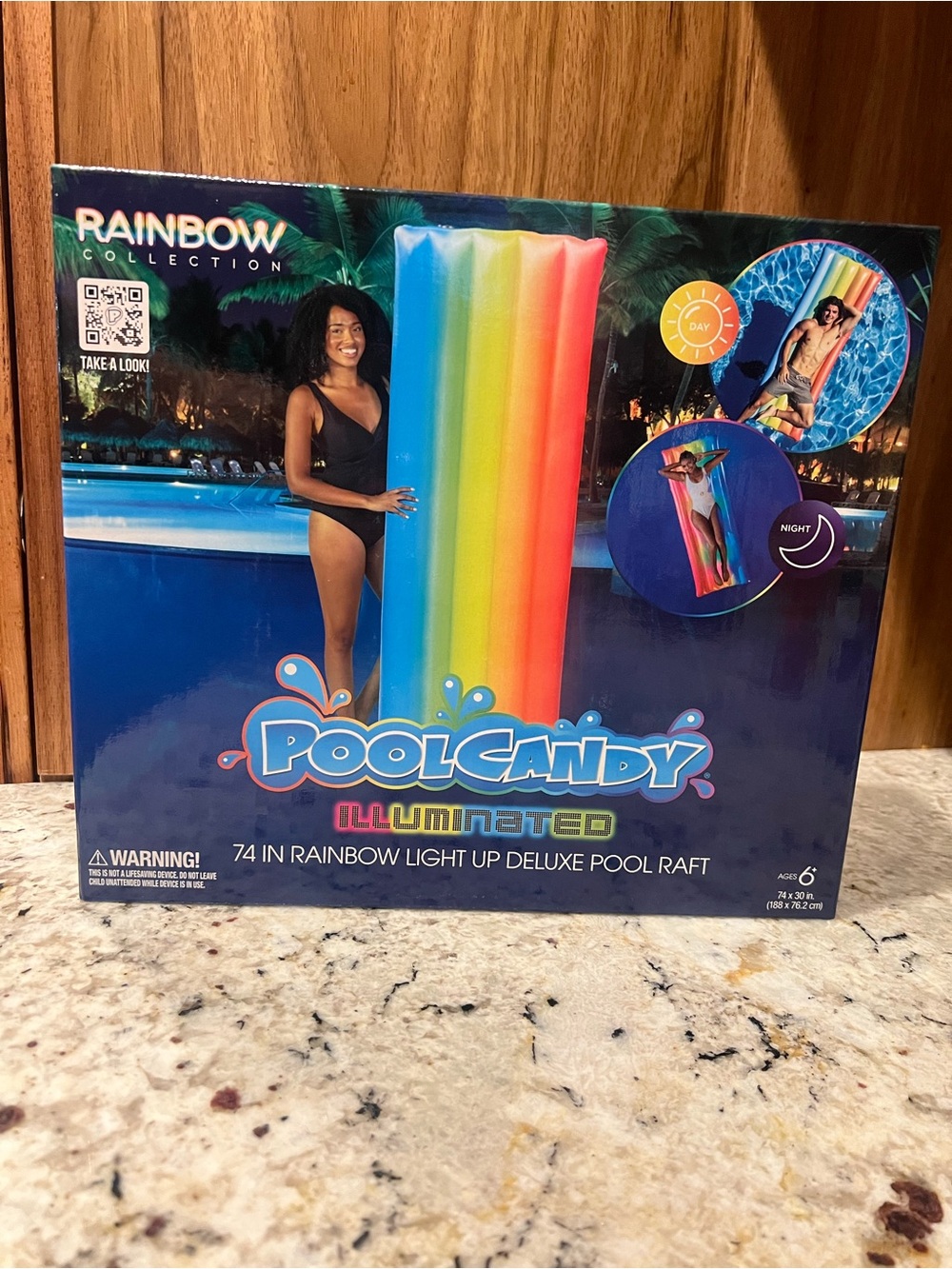 Illuminated Rainbow Pool Raft - Multicolor